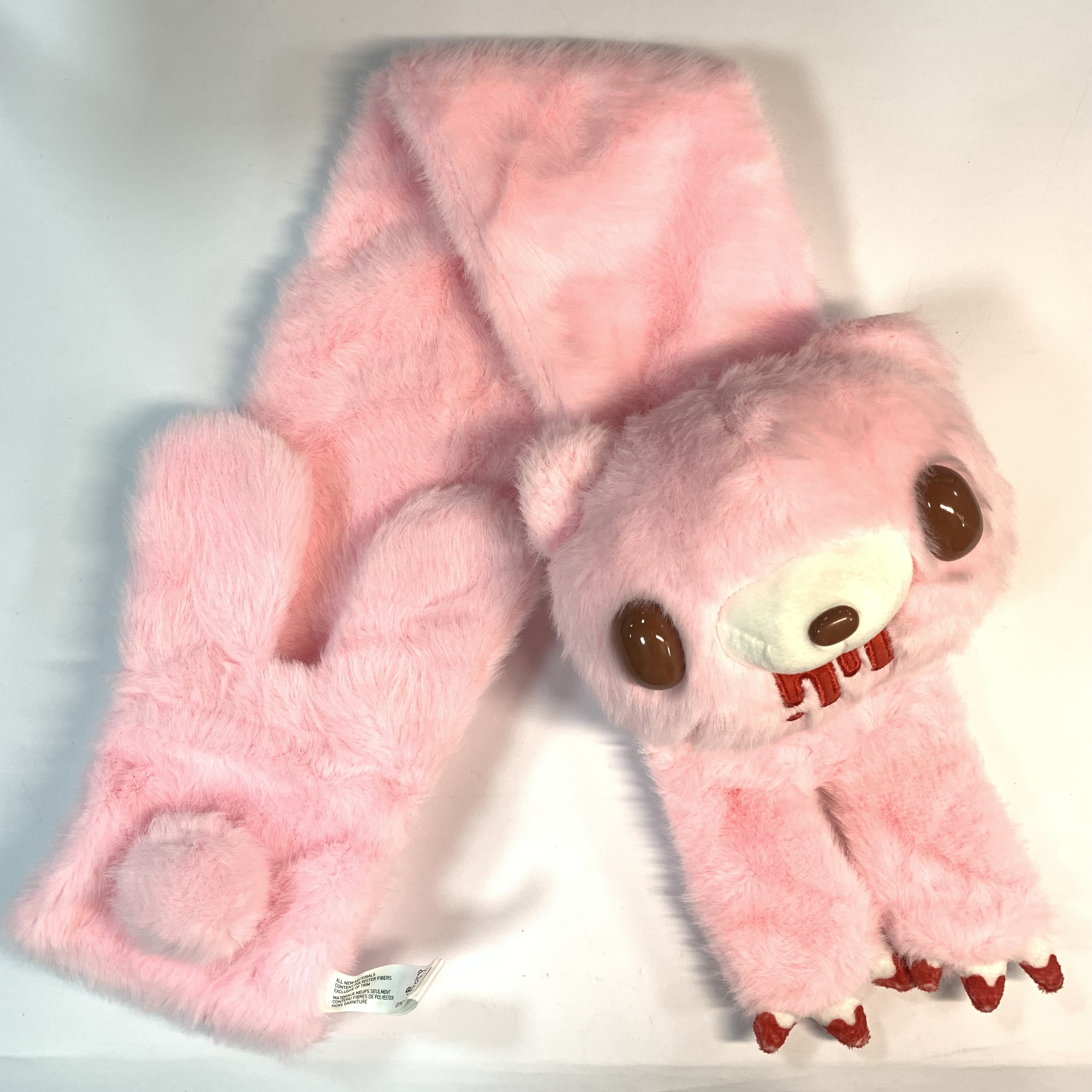 Face Scarf Mask - Pink Gloomy Bear plush scarf. Soft