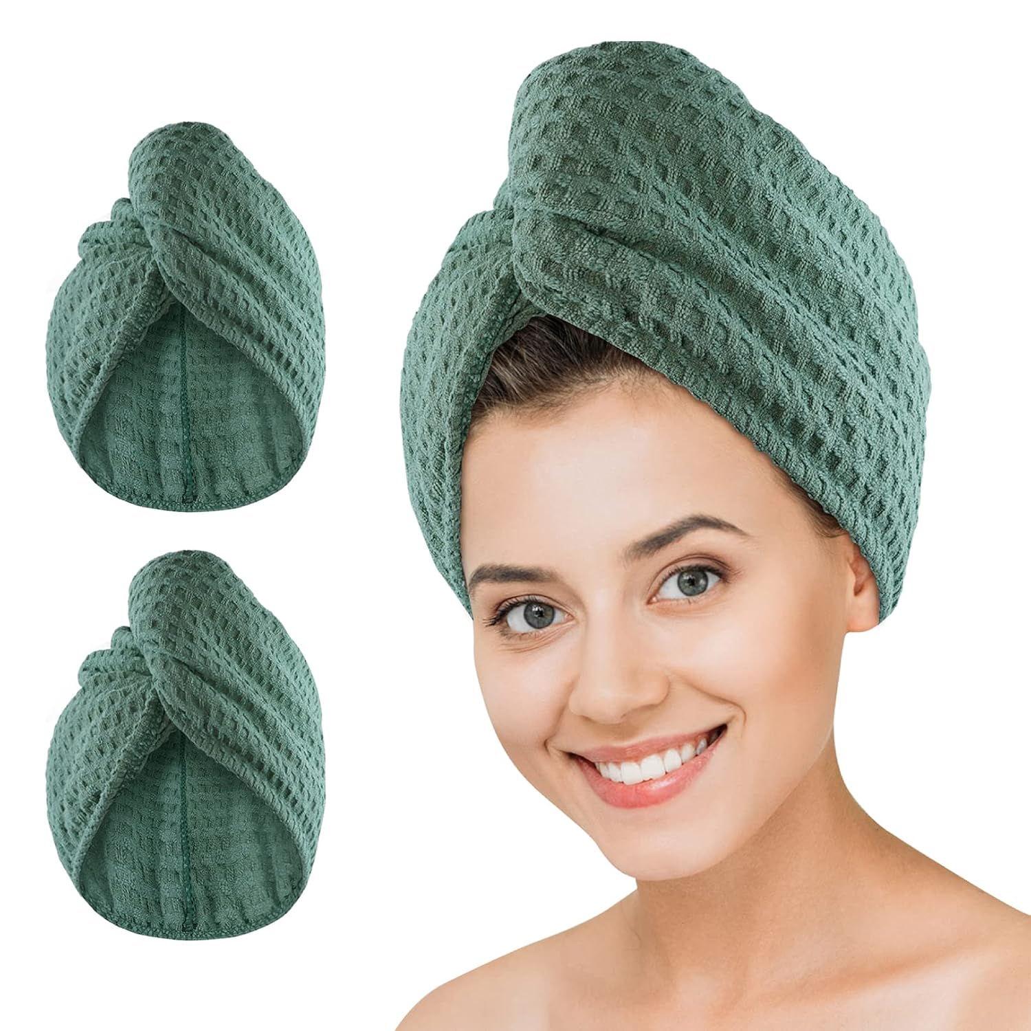 Head Wrap Turban - Microfiber Hair Drying Towel - 2Packs