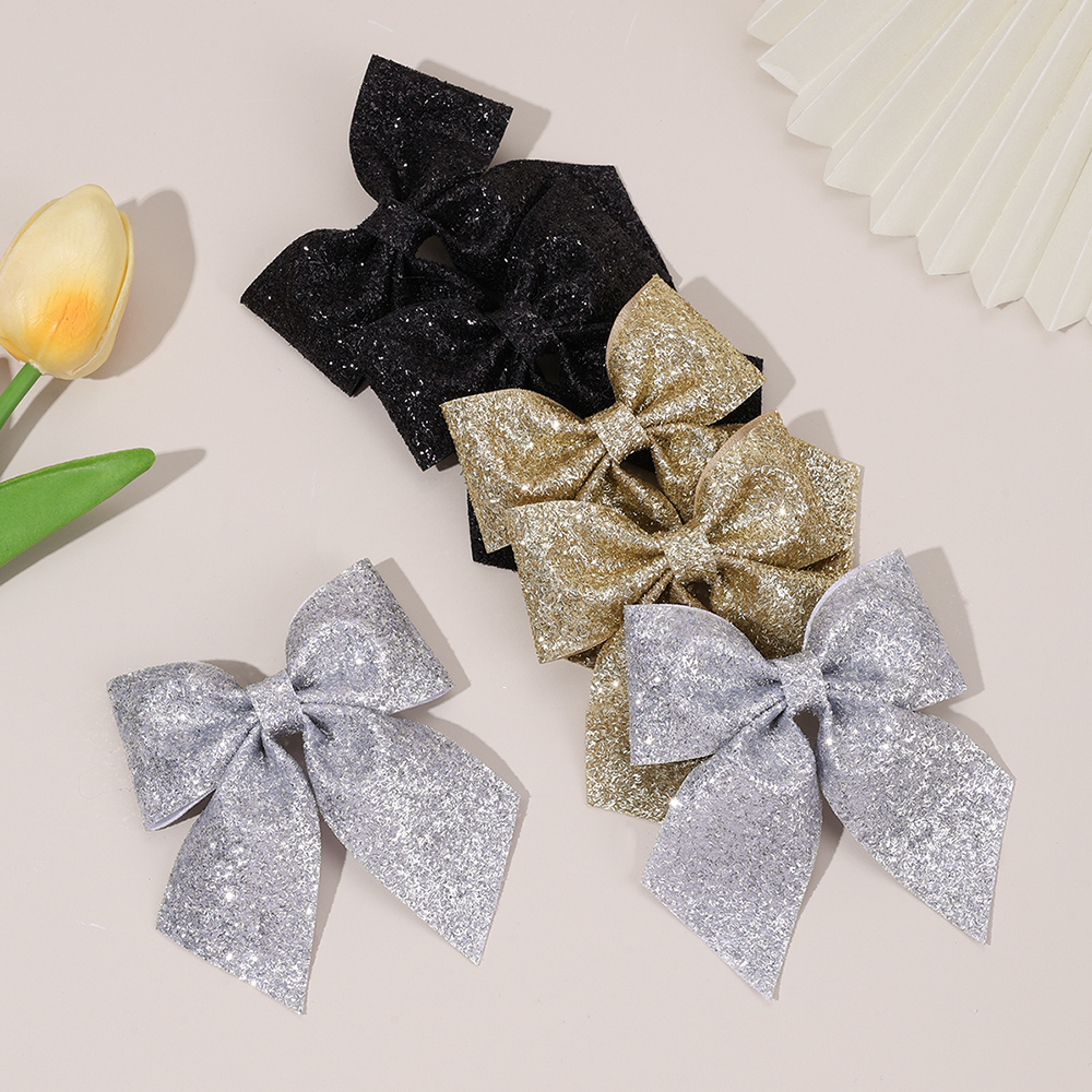 6Pcs Sparkling Bow Hair Clips  - đánh giá và giá Tie Clip Silver