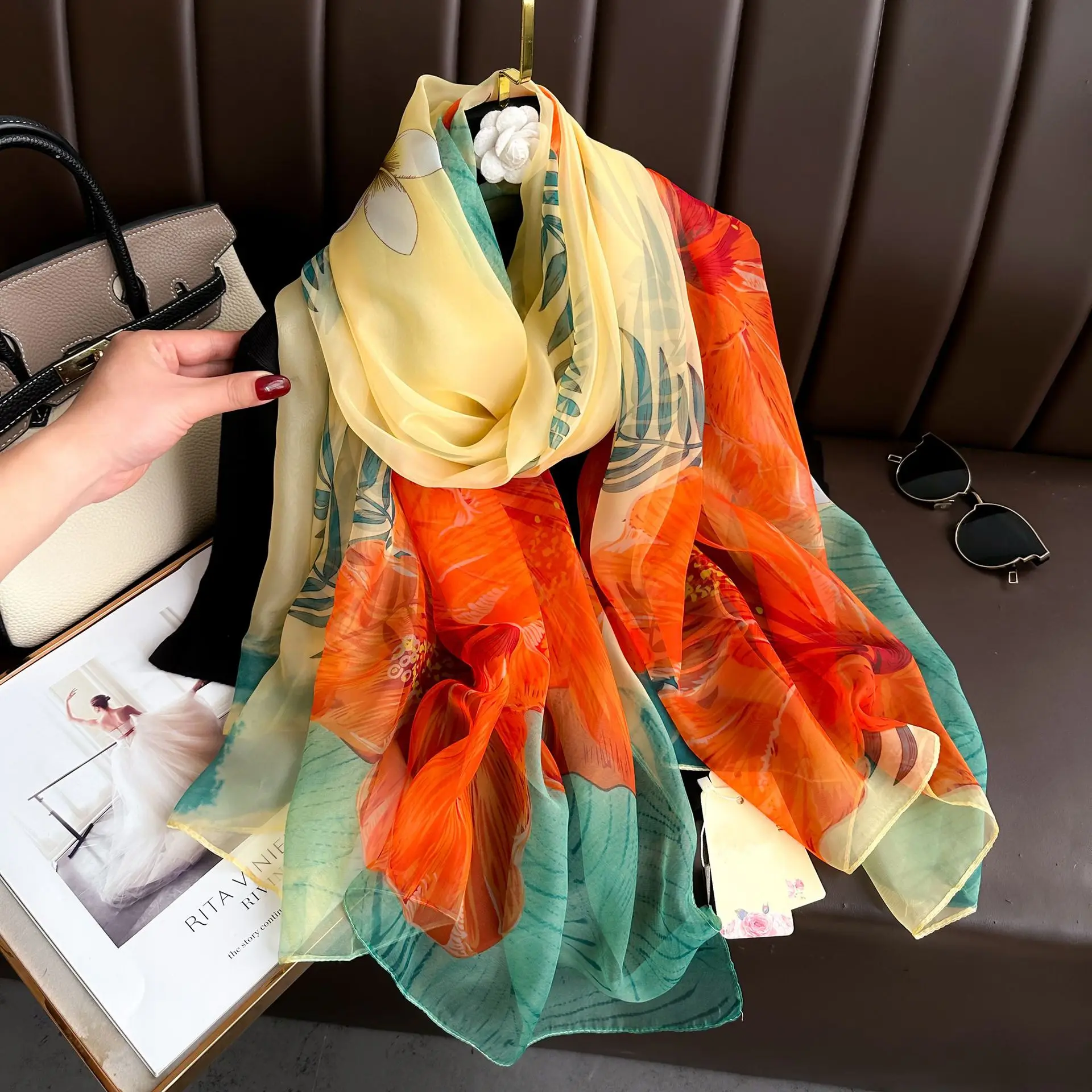 Silk Scarf Fashion Design Neck - đánh giá và giá Pashmina Wrap Large