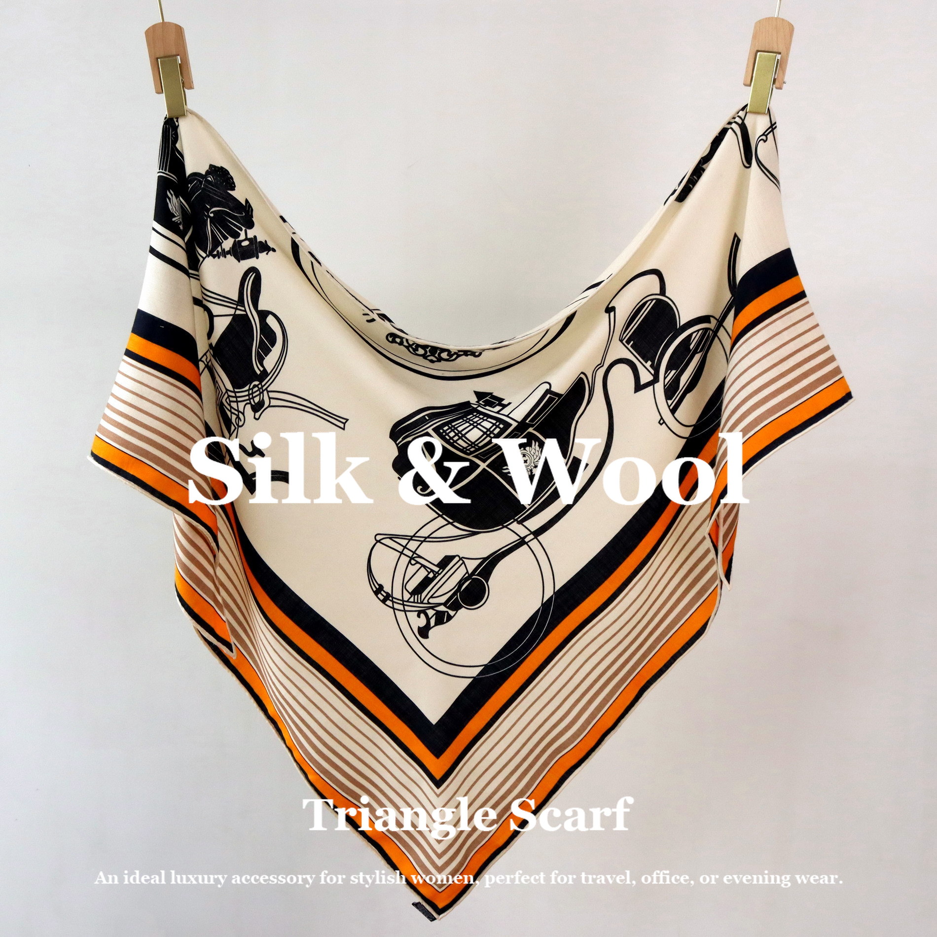 Vintage Equestrian Print Silk  - đánh giá và giá Pashmina Wrap Large