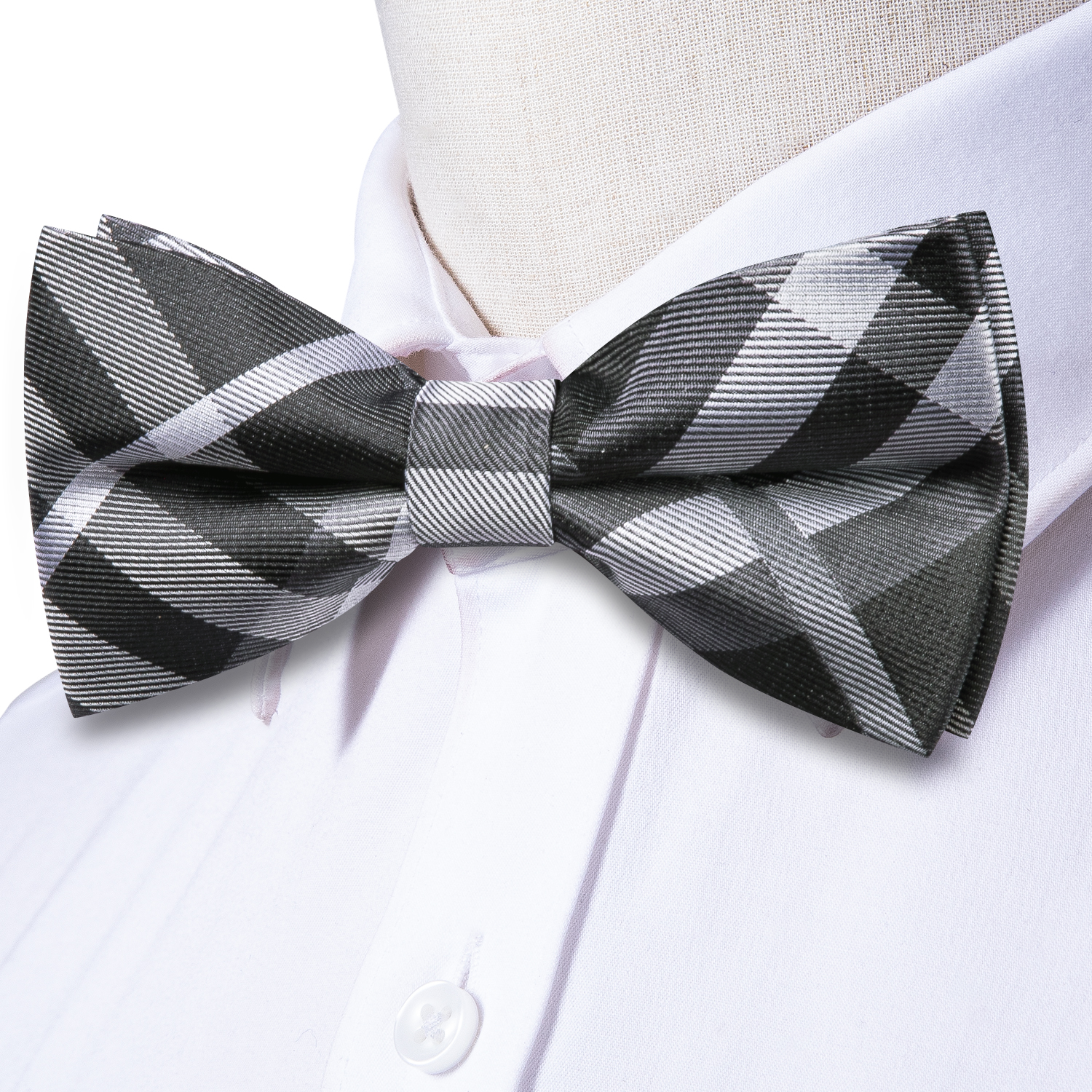 Hi-Tie Grey Plaid Jacquard Pre - đánh giá và giá Bow Tie Pre Tied