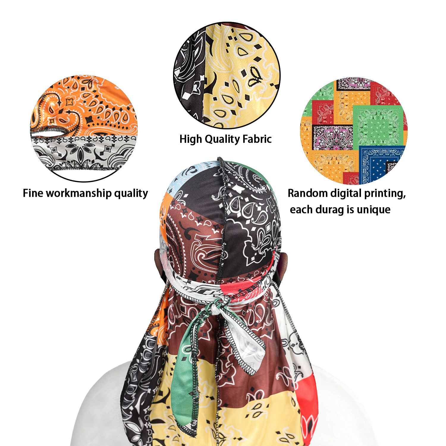 Paisley Printing Silky Durags  - đánh giá và giá Bandana Doo Rag