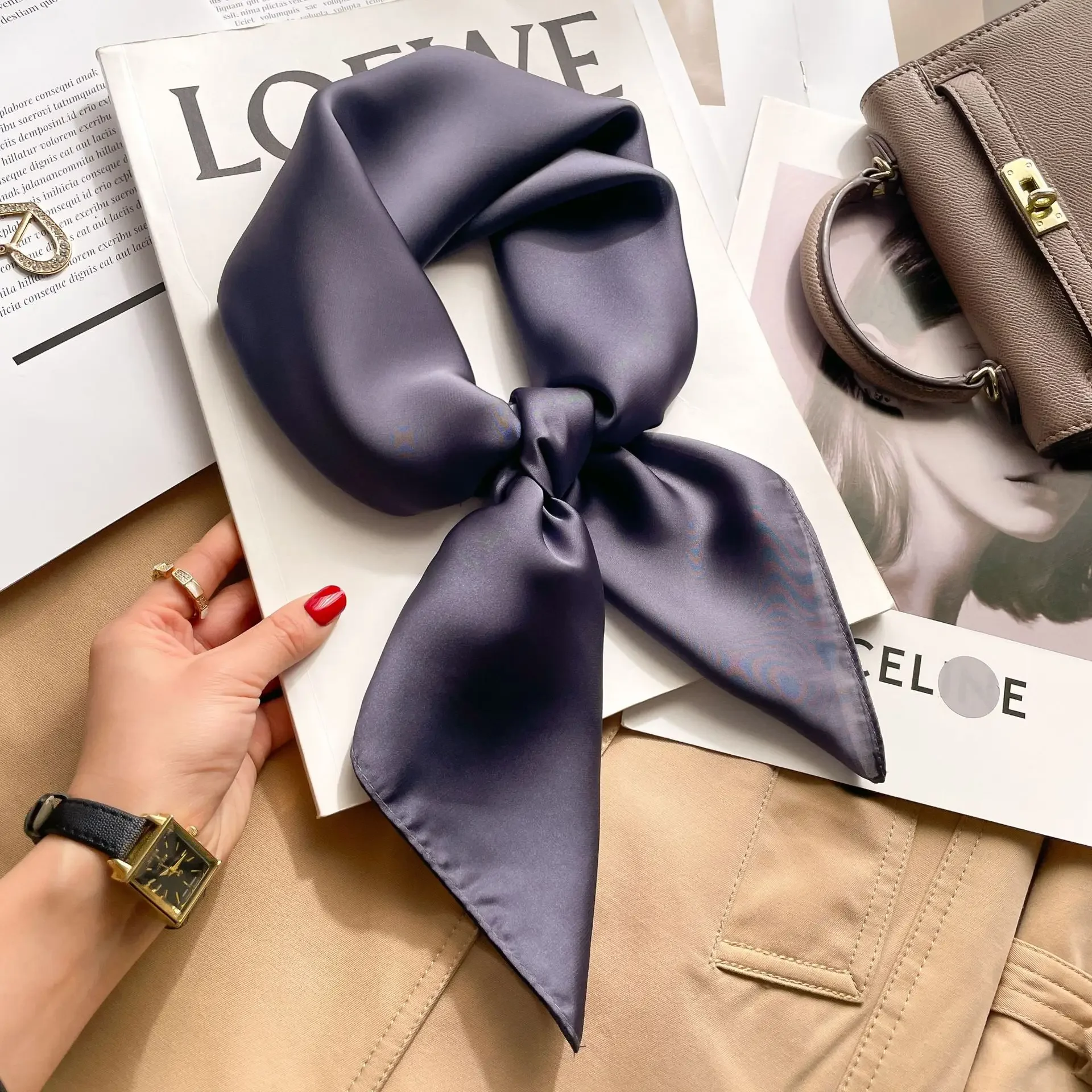 70cm Solid Colors Neckerchief  - đánh giá và giá Scarf Silk Square