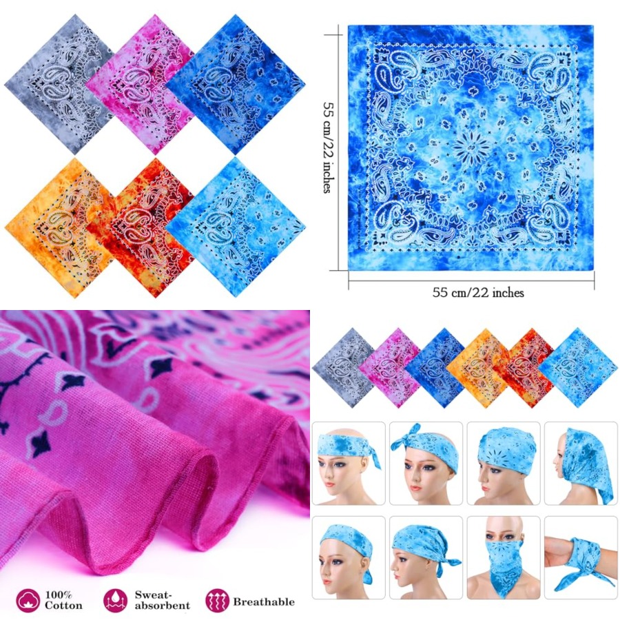URATOT 6 Pack Tie Dye Bandana  - đánh giá và giá Handkerchief Cotton Men