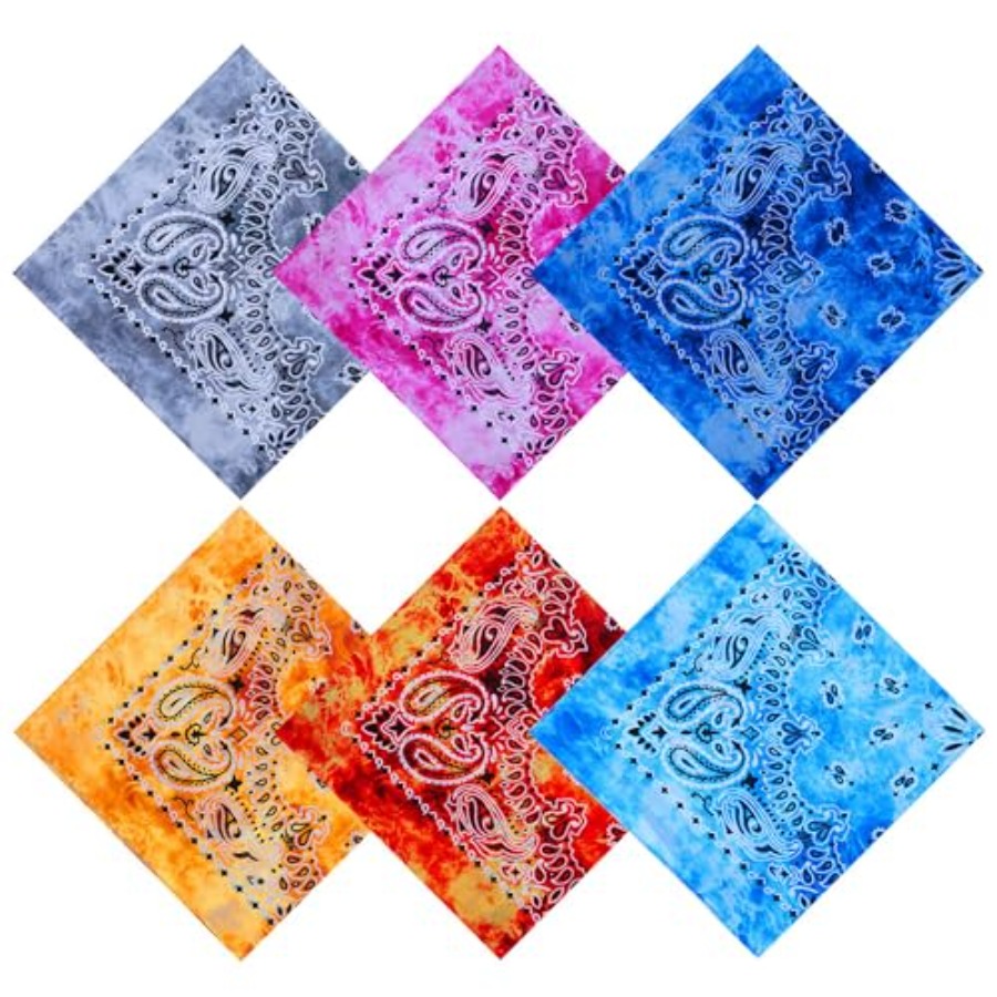 URATOT 6 Pack Tie Dye Bandana  - đánh giá và giá Handkerchief Cotton Men