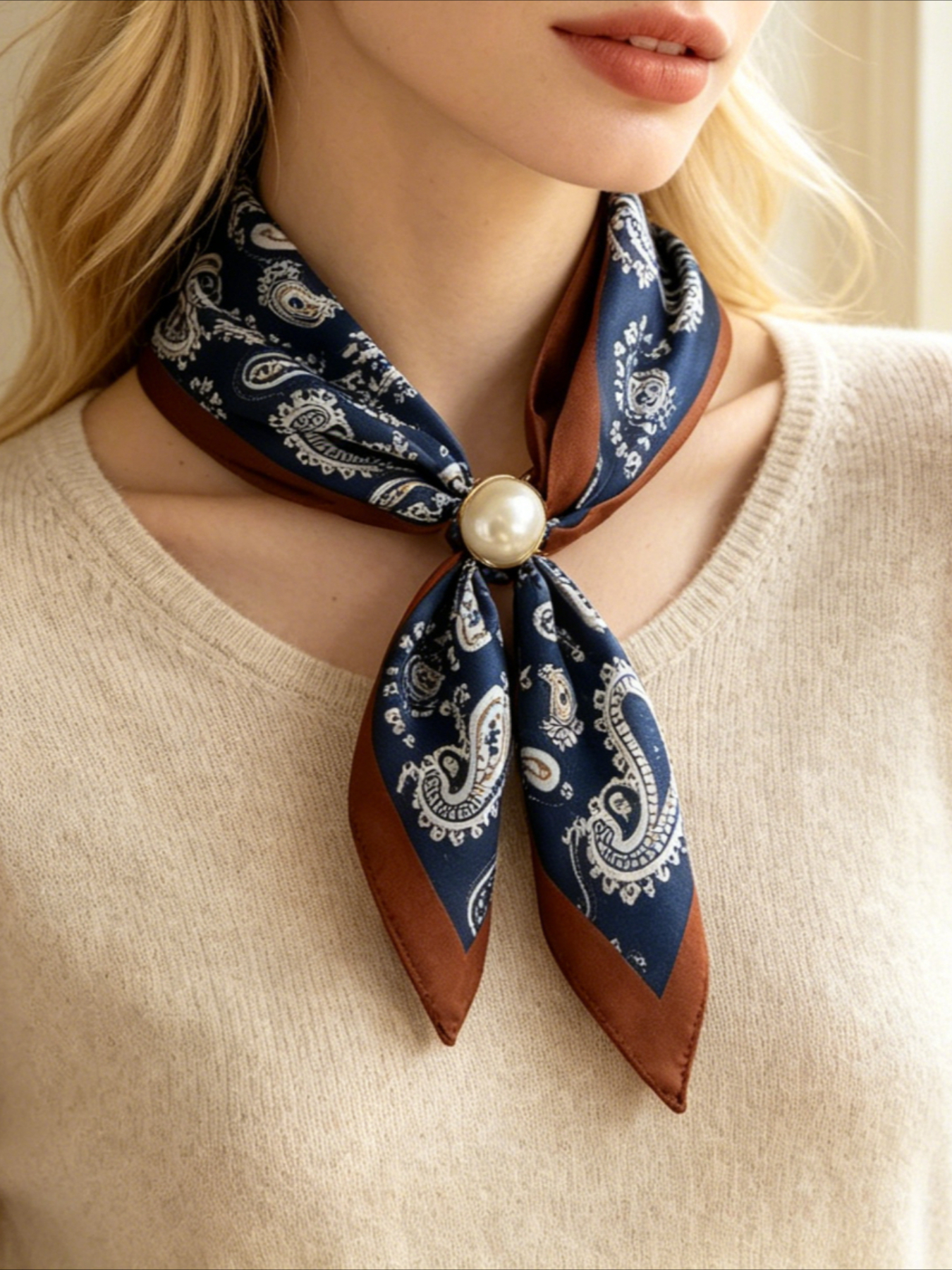 1 Women's Vintage Printed Sati - đánh giá và giá Ascot Neck Scarf