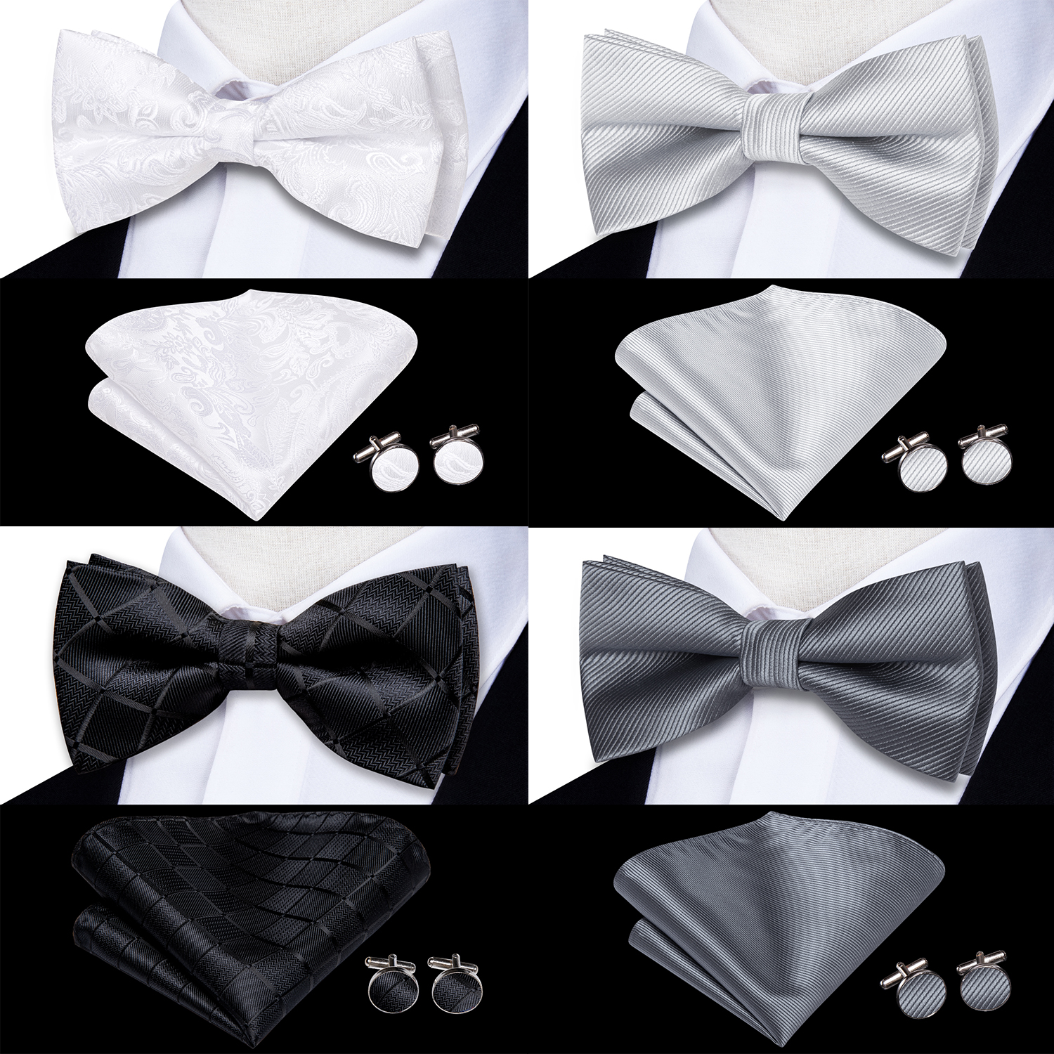 Hi-Tie Mens Bow Tie Hanky Cuff - đánh giá và giá Bow Tie Pre Tied