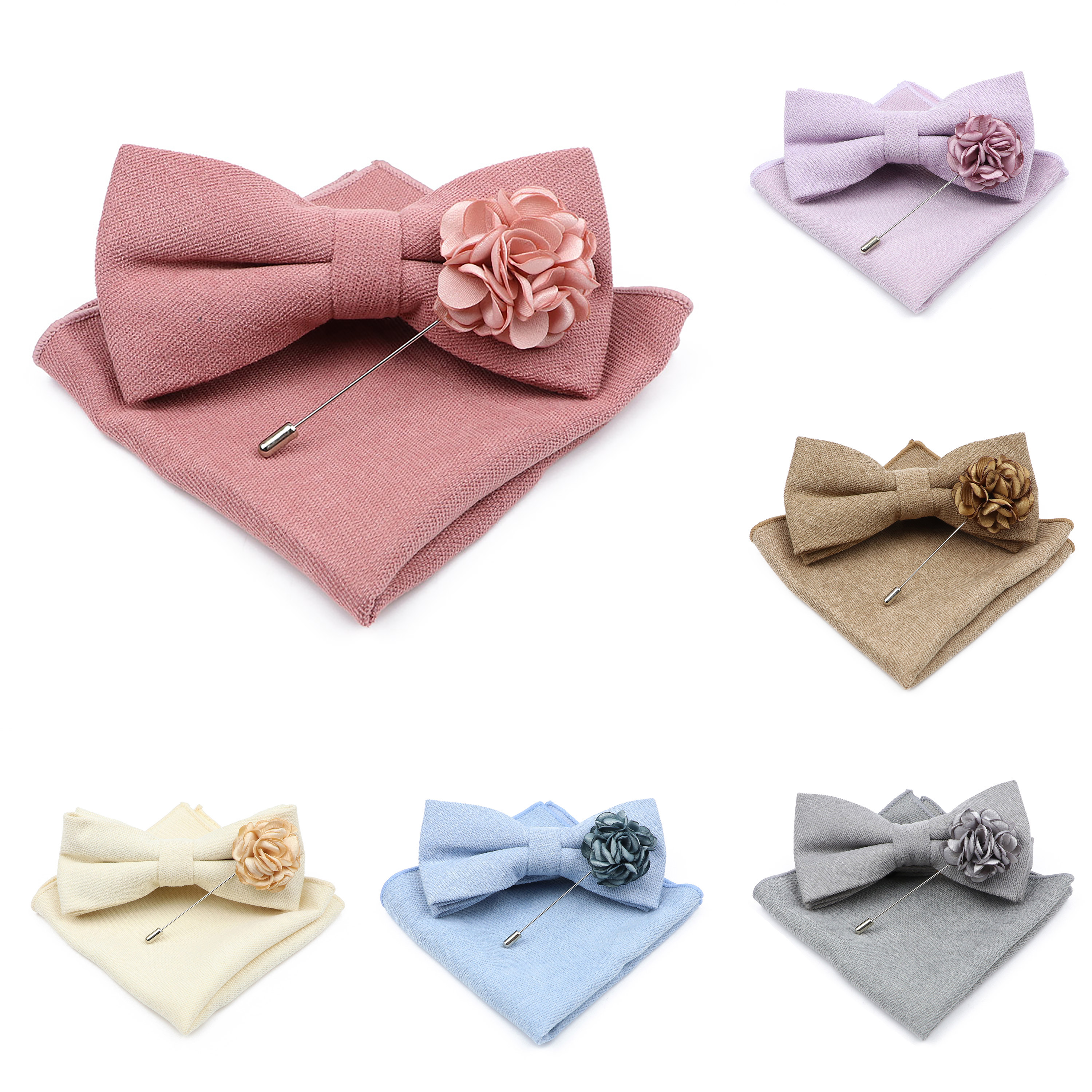 Mens Solid Color Cotton Bowtie - đánh giá và giá Handkerchief Cotton Men