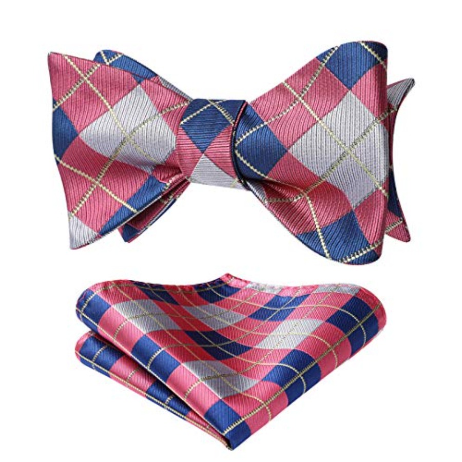 Bow Ties for Men Check Plaid S - đánh giá và giá Pocket Square Set