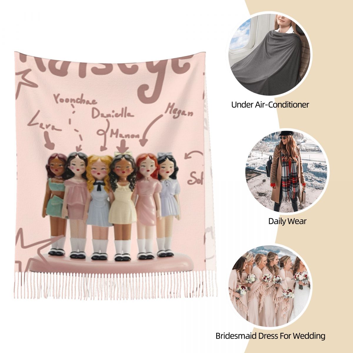 Katseye Kpop Idol Shawl Wrap W - đánh giá và giá Pashmina Wrap Large