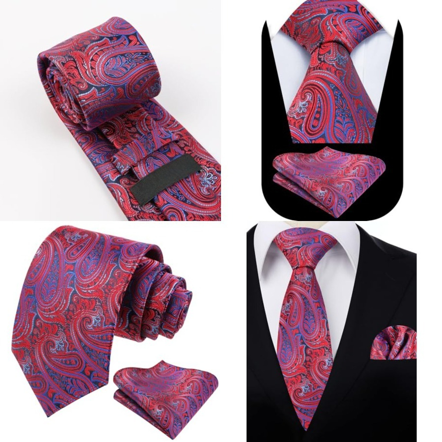 Mens Gradient Paisley Necktie  - đánh giá và giá Pocket Square Set