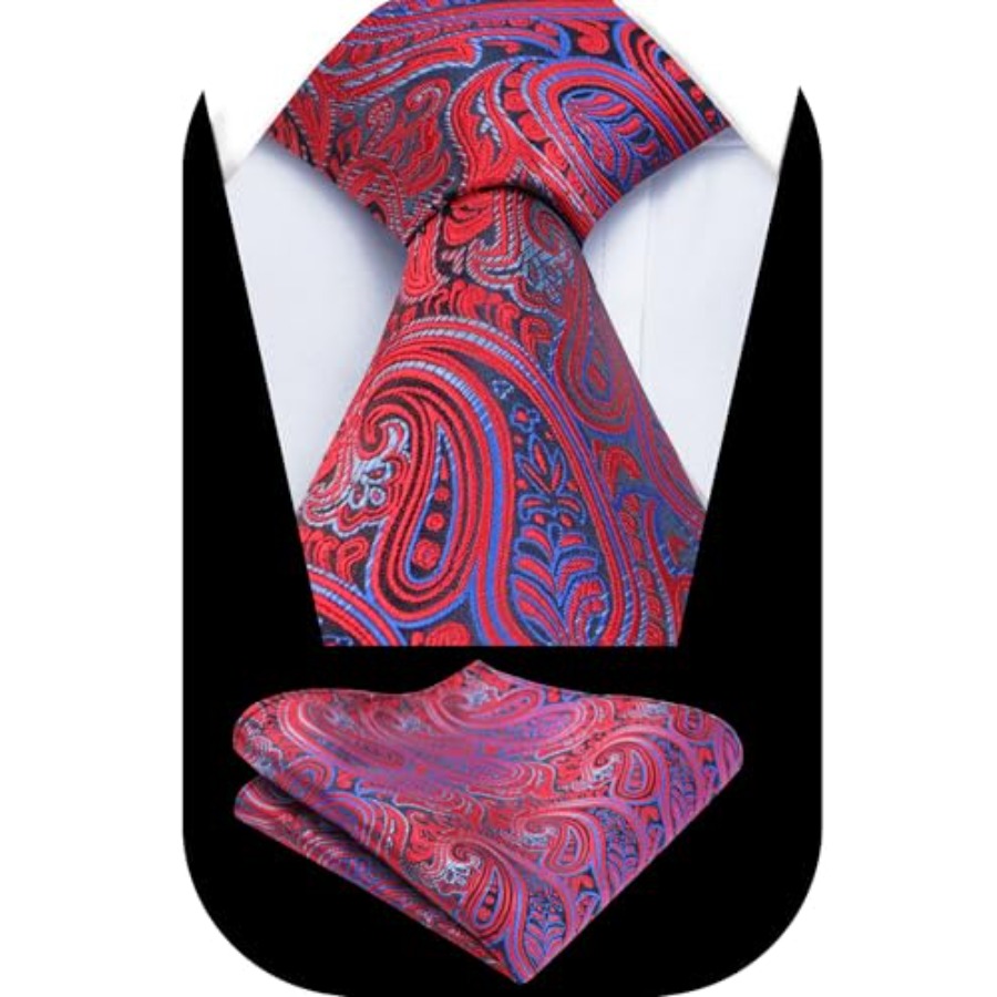 Mens Gradient Paisley Necktie  - đánh giá và giá Pocket Square Set