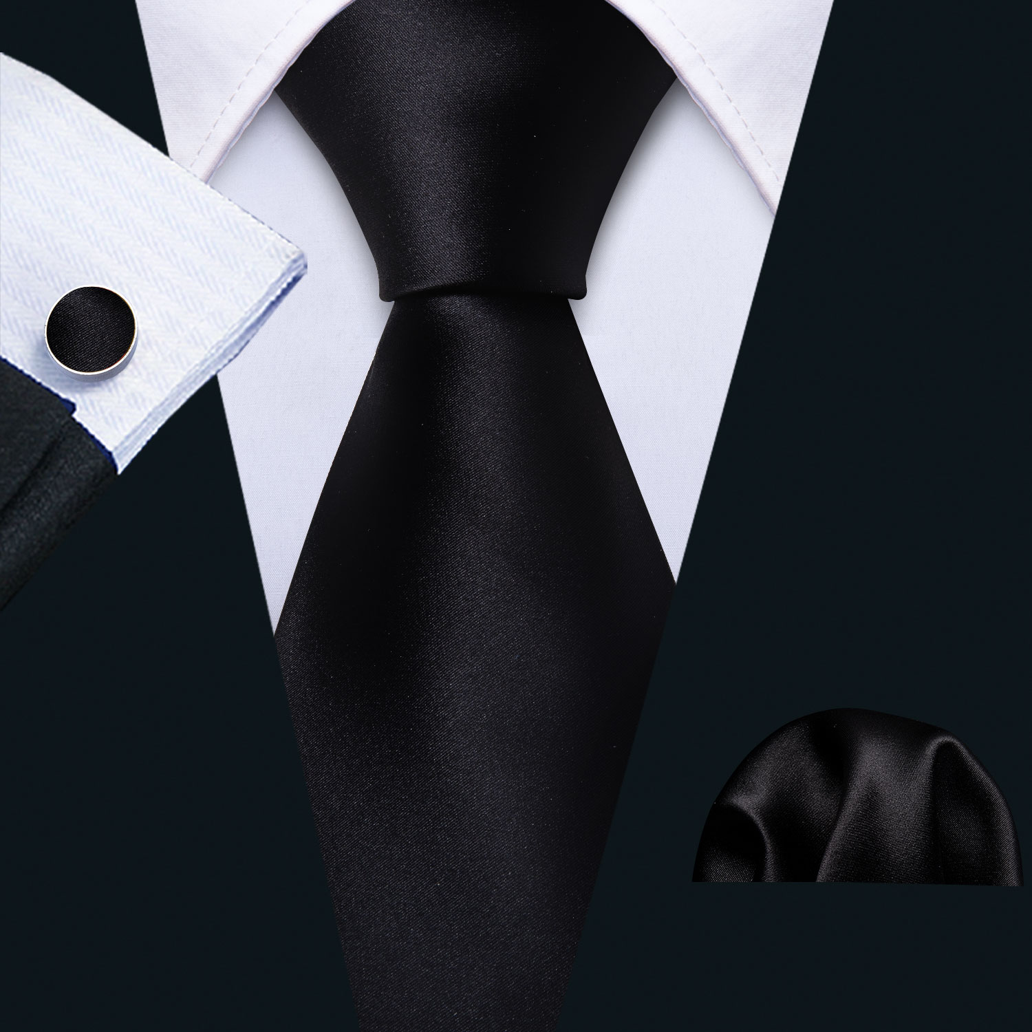 Business Black Ties For Men Cl - đánh giá và giá Pocket Square Set