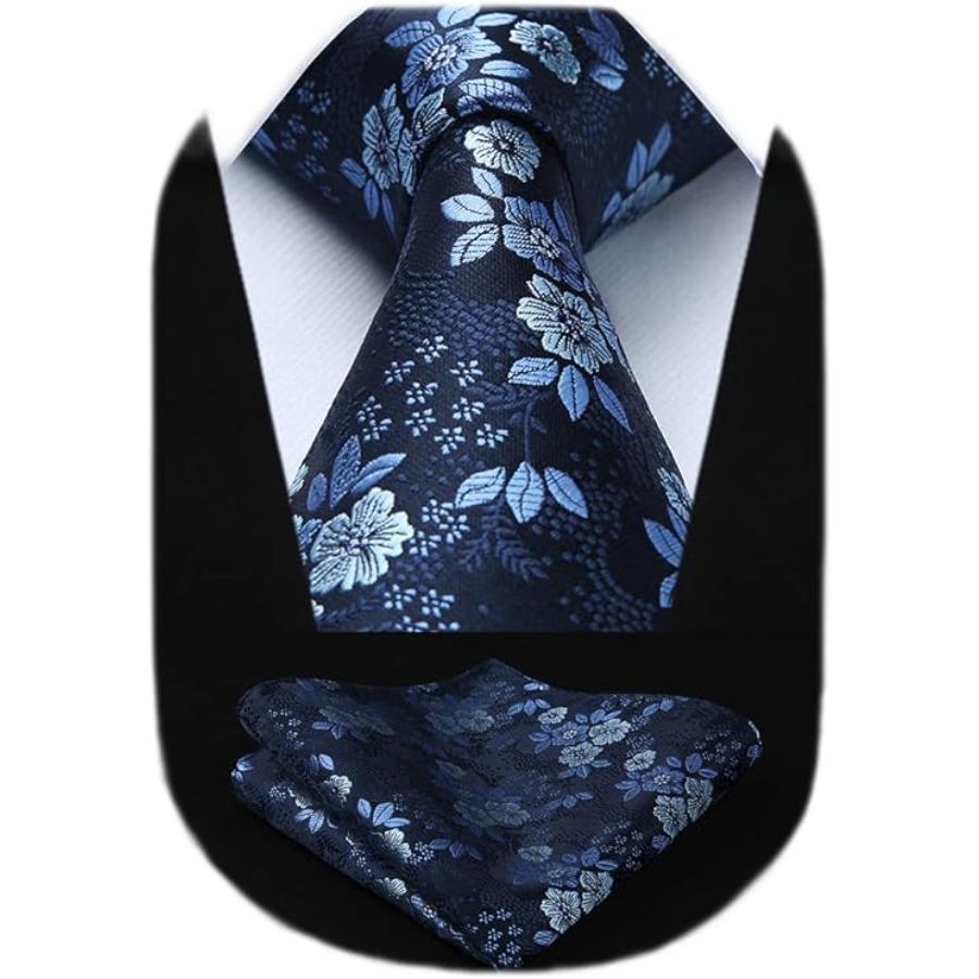 Men Floral Ties Woven Classic  - đánh giá và giá Pocket Square Set
