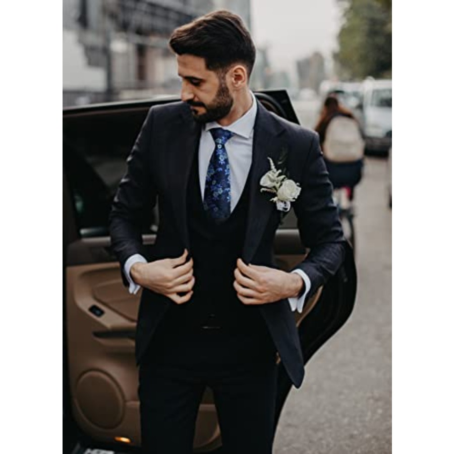 Men Floral Ties Woven Classic  - đánh giá và giá Pocket Square Set