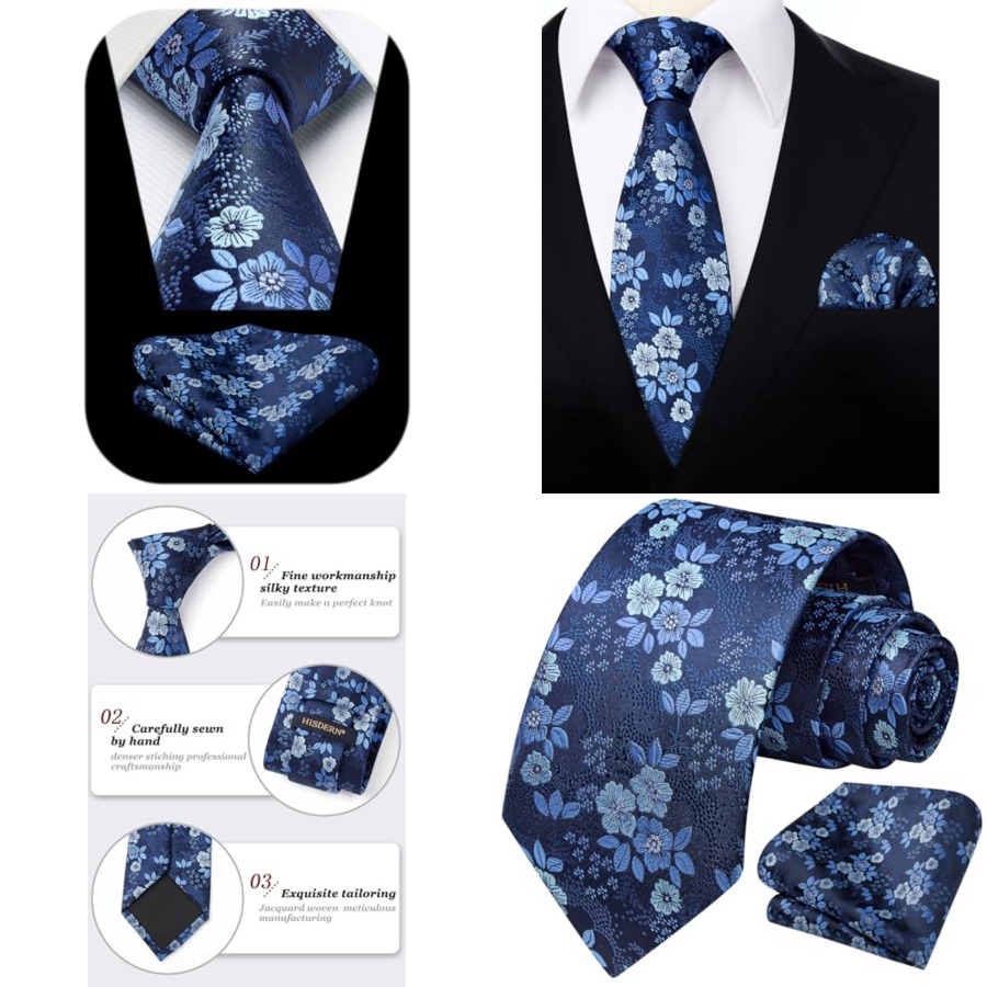 Extra Long Ties for Men Classi - đánh giá và giá Pocket Square Set