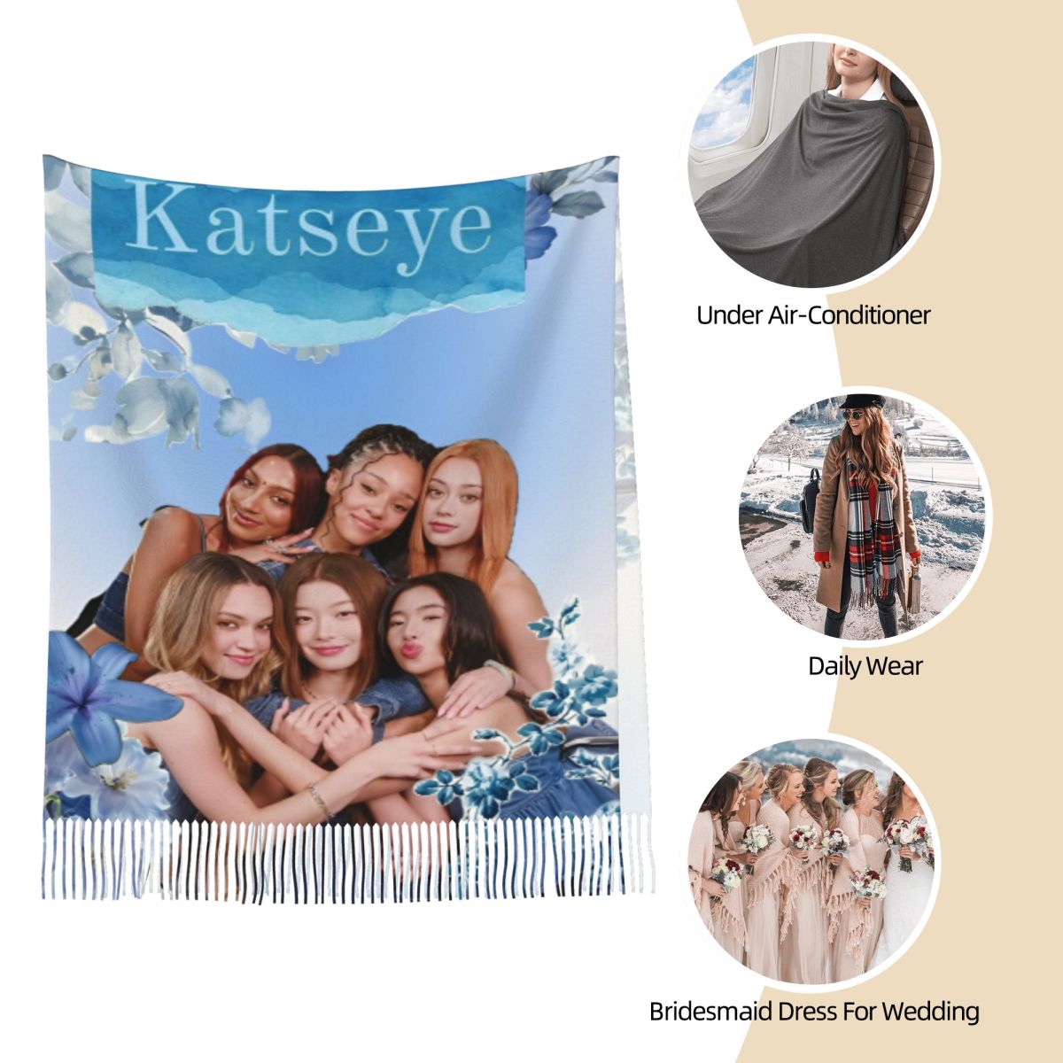 Katseye Kpop Scarf for Women W - đánh giá và giá Pashmina Wrap Large