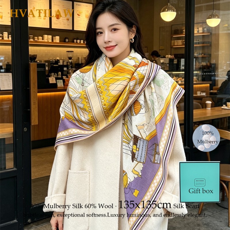 Fashion 135x135cm Silk Wool Sc - đánh giá và giá Pashmina Wrap Large