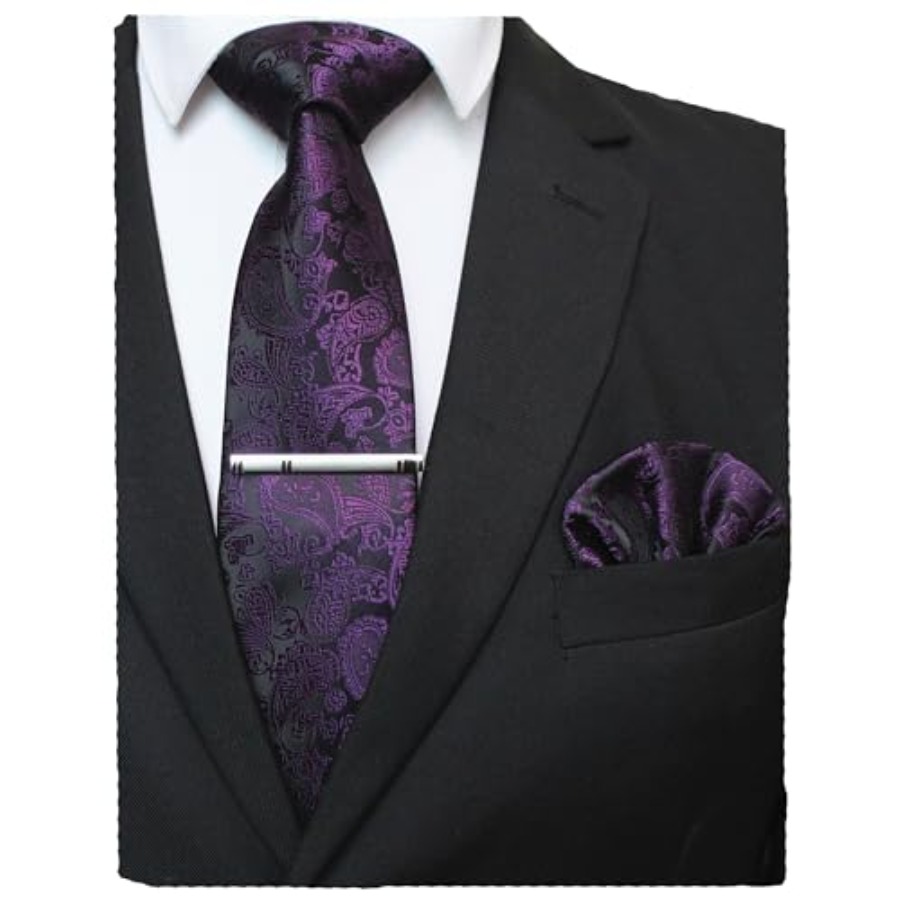 Mens Solid Color Paisley Neckt - đánh giá và giá Pocket Square Set